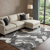 10' X 14' Black And Ivory Abstract Washable Area Rug With UV Protection - HomeRoots - Flyclothing LLC