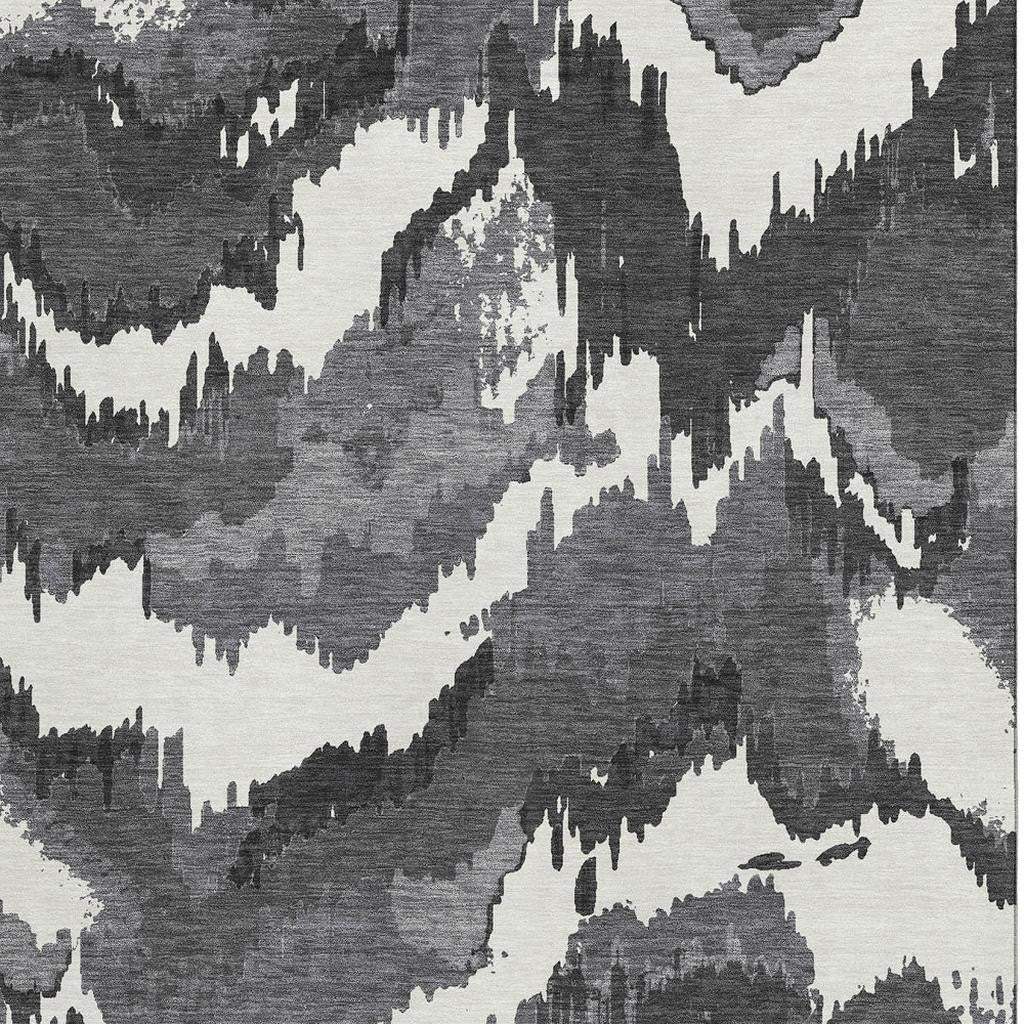 10' X 14' Black And Ivory Abstract Washable Area Rug With UV Protection - HomeRoots - Flyclothing LLC