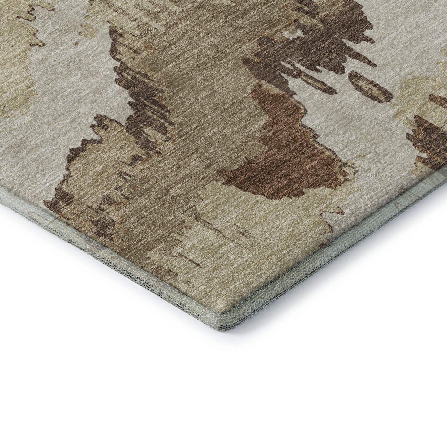 8' Chocolate Ivory And Beige Abstract Washable Round Rug With UV Protection - HomeRoots - Flyclothing LLC