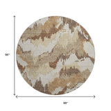 8' Chocolate Ivory And Beige Abstract Washable Round Rug With UV Protection - HomeRoots - Flyclothing LLC