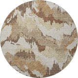 8' Chocolate Ivory And Beige Abstract Washable Round Rug With UV Protection - HomeRoots - Flyclothing LLC