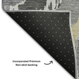 5' X 8' Gray Gold And Ivory Abstract Washable Area Rug With UV Protection - HomeRoots - Flyclothing LLC