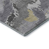 8' Gray Gold And Ivory Abstract Washable Round Rug With UV Protection - HomeRoots - Flyclothing LLC