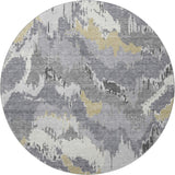 8' Gray Gold And Ivory Abstract Washable Round Rug With UV Protection - HomeRoots - Flyclothing LLC