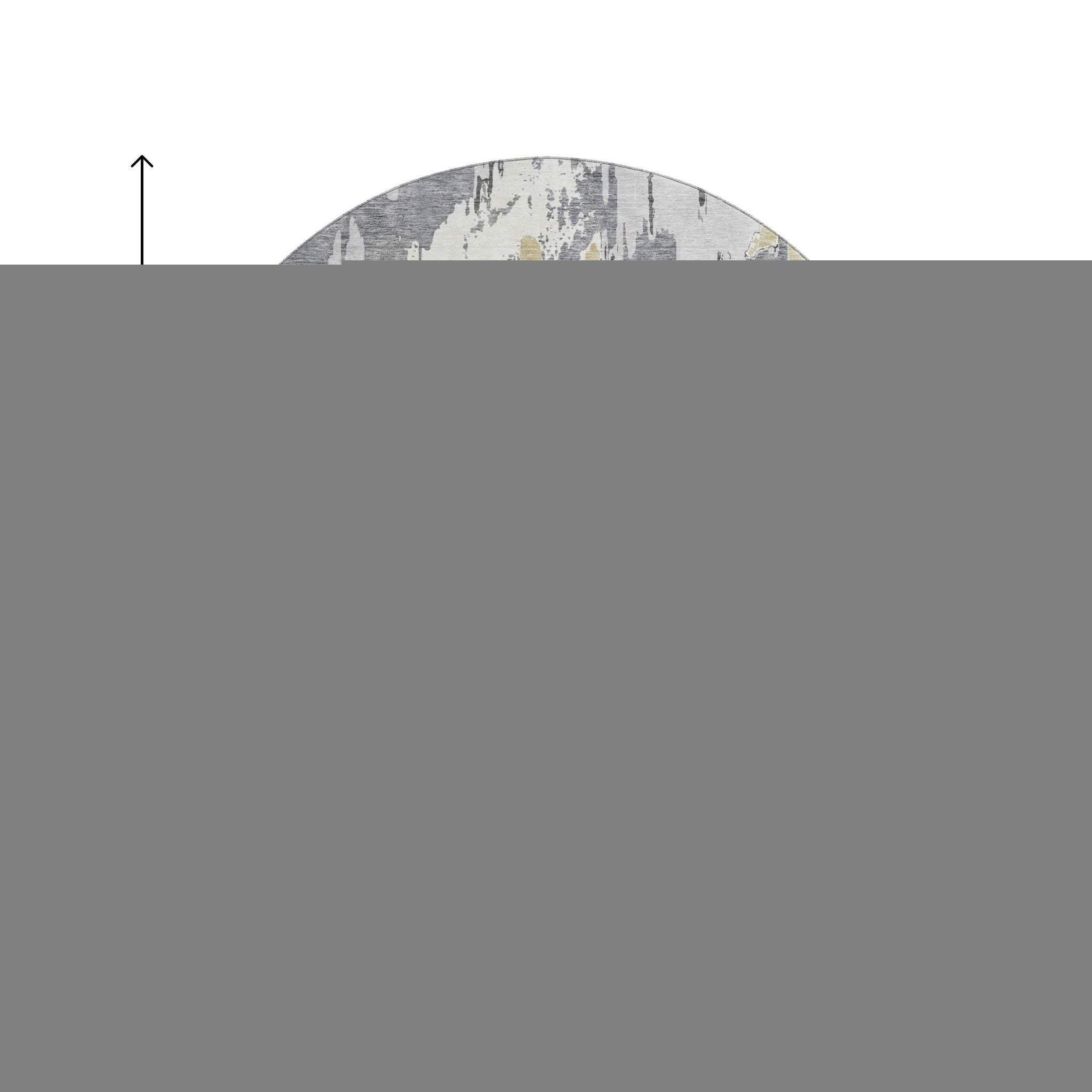 8' Gray Gold And Ivory Abstract Washable Round Rug With UV Protection - HomeRoots - Flyclothing LLC