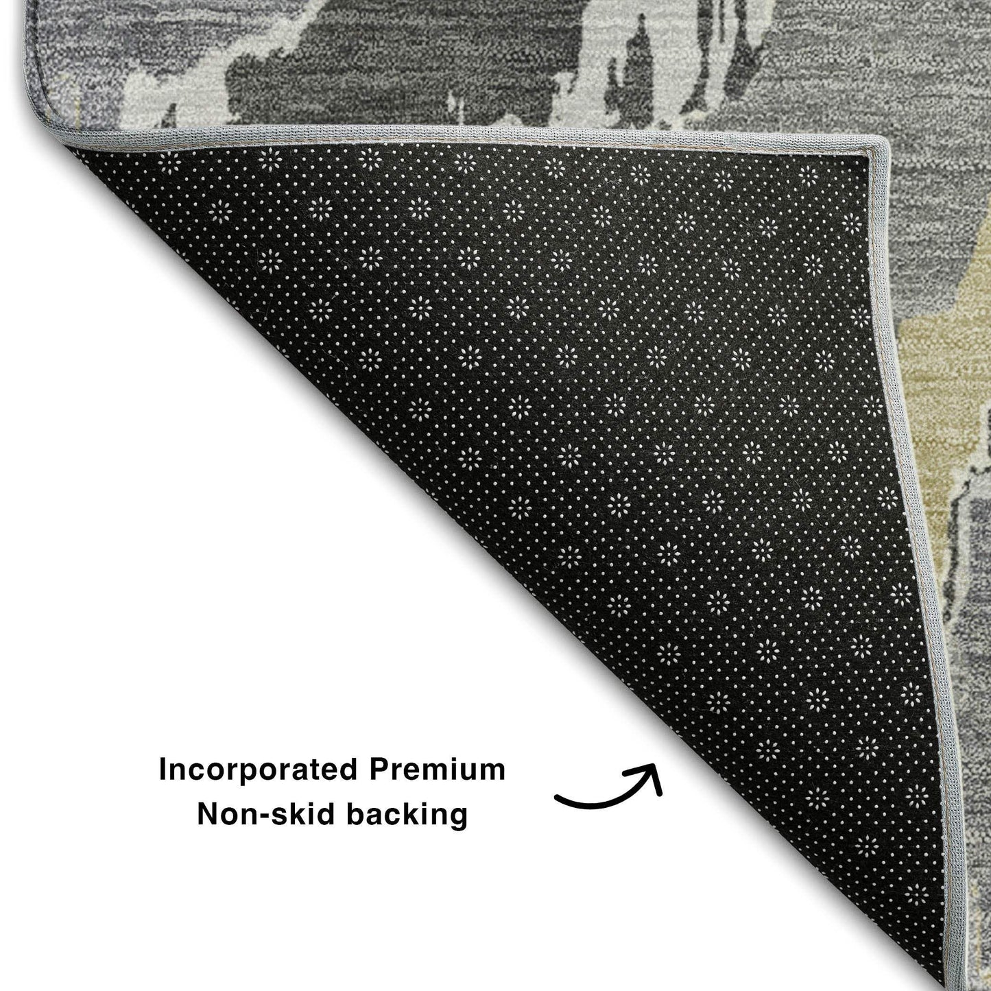 9' X 12' Gray Gold And Ivory Abstract Washable Area Rug With UV Protection - HomeRoots - Flyclothing LLC