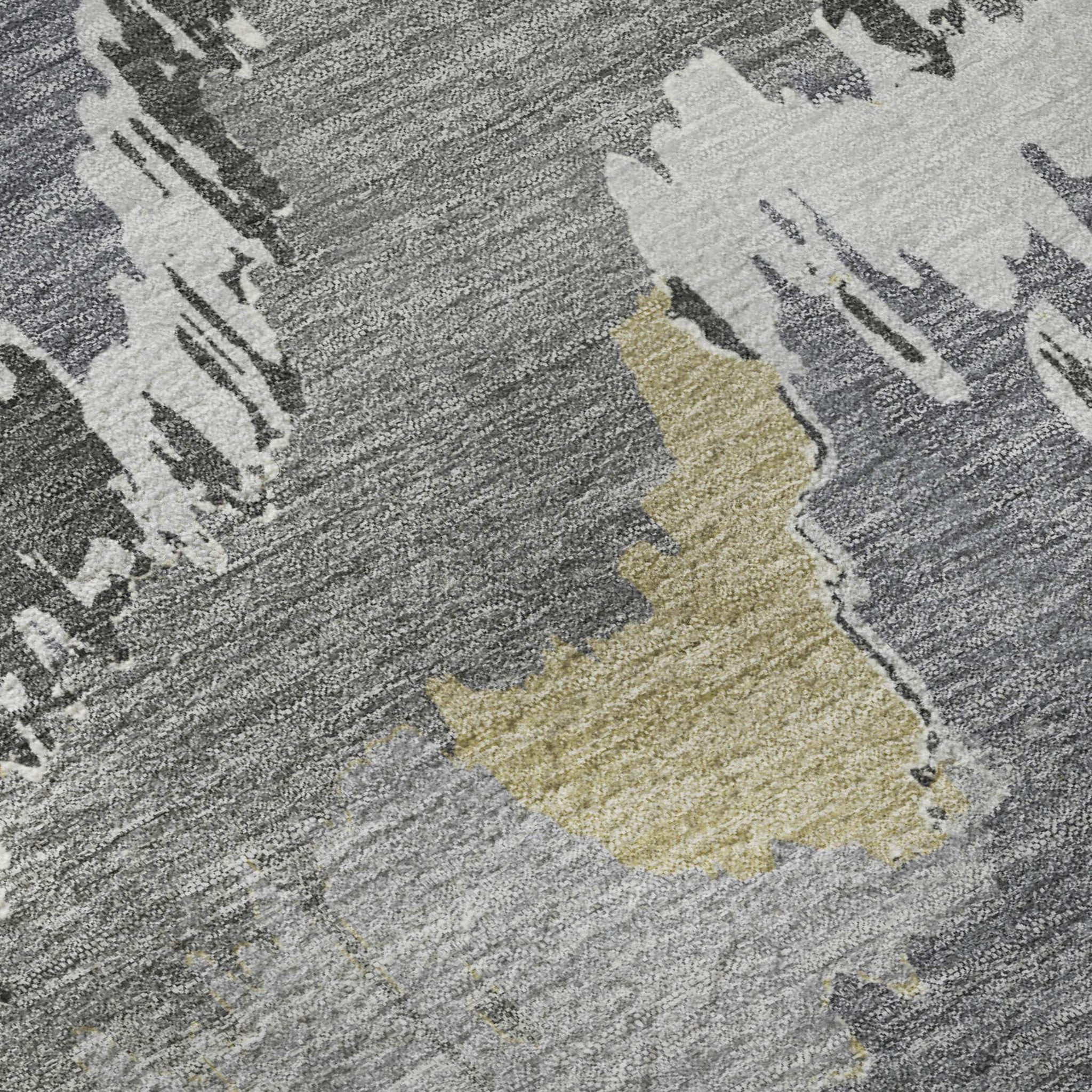 9' X 12' Gray Gold And Ivory Abstract Washable Area Rug With UV Protection - HomeRoots - Flyclothing LLC