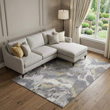 10' X 14' Gray Gold And Ivory Abstract Washable Area Rug With UV Protection - HomeRoots - Flyclothing LLC
