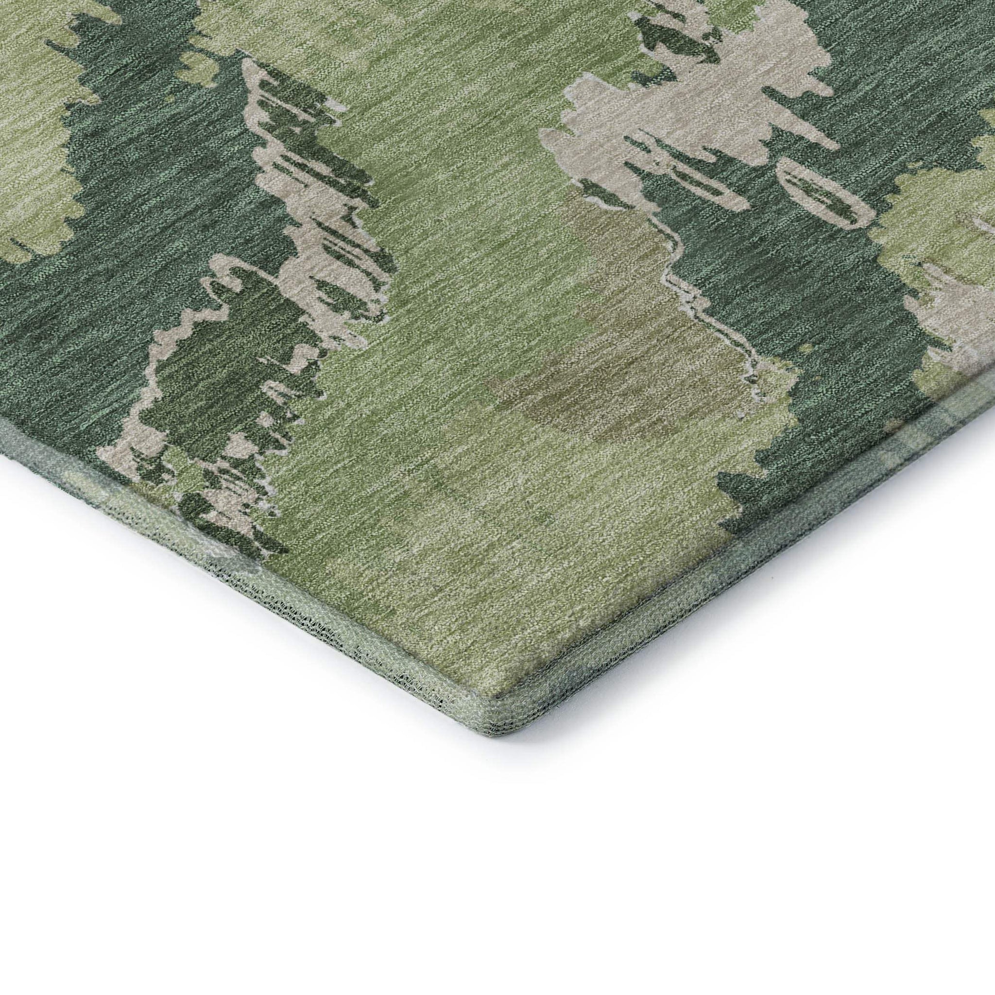 3' X 5' Green Ivory And Beige Abstract Washable Area Rug With UV Protection - HomeRoots - Flyclothing LLC