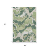 5' X 8' Green Ivory And Beige Abstract Washable Area Rug With UV Protection - HomeRoots - Flyclothing LLC