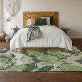 5' X 8' Green Ivory And Beige Abstract Washable Area Rug With UV Protection - HomeRoots - Flyclothing LLC