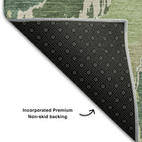 8' X 10' Green Ivory And Beige Abstract Washable Area Rug With UV Protection - HomeRoots - Flyclothing LLC