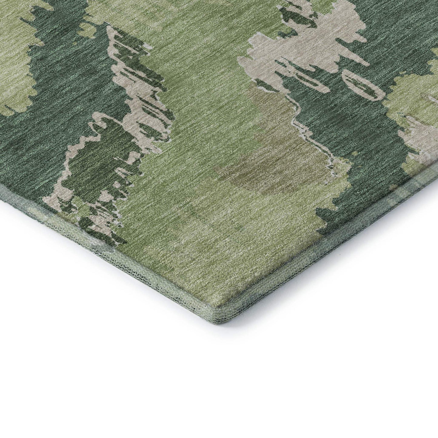 8' X 10' Green Ivory And Beige Abstract Washable Area Rug With UV Protection - HomeRoots - Flyclothing LLC