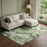 10' X 14' Green Ivory And Beige Abstract Washable Area Rug With UV Protection - HomeRoots - Flyclothing LLC