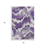 5' X 8' Purple Ivory And Gray Abstract Washable Area Rug With UV Protection - HomeRoots - Flyclothing LLC