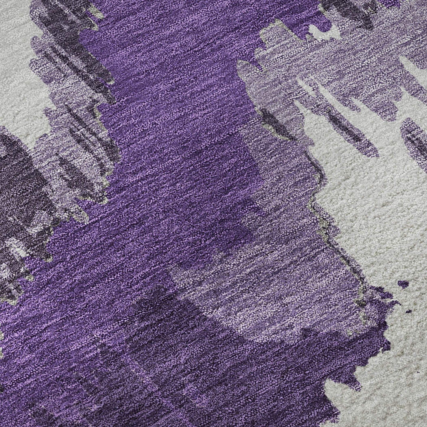 5' X 8' Purple Ivory And Gray Abstract Washable Area Rug With UV Protection - HomeRoots - Flyclothing LLC