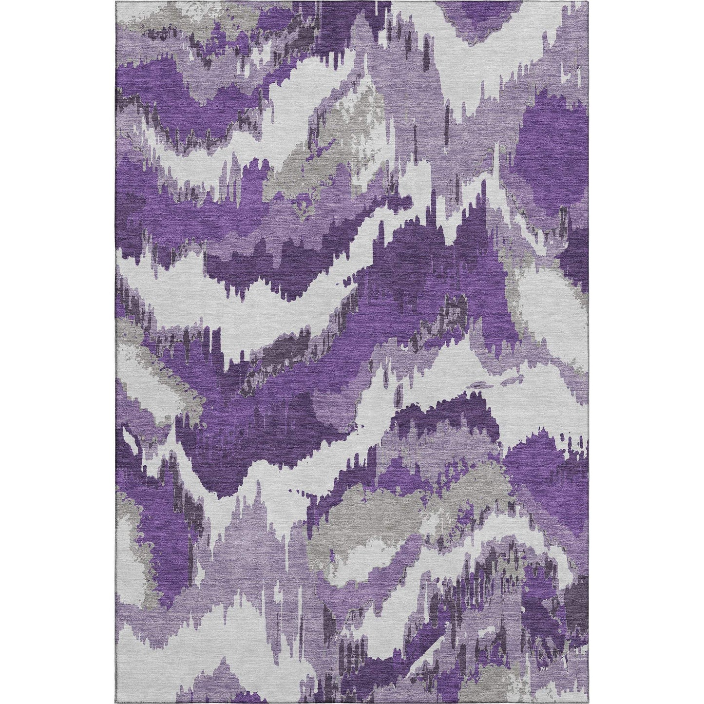 8' X 10' Purple Ivory And Gray Abstract Washable Area Rug With UV Protection - HomeRoots - Flyclothing LLC