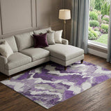 8' X 10' Purple Ivory And Gray Abstract Washable Area Rug With UV Protection - HomeRoots - Flyclothing LLC