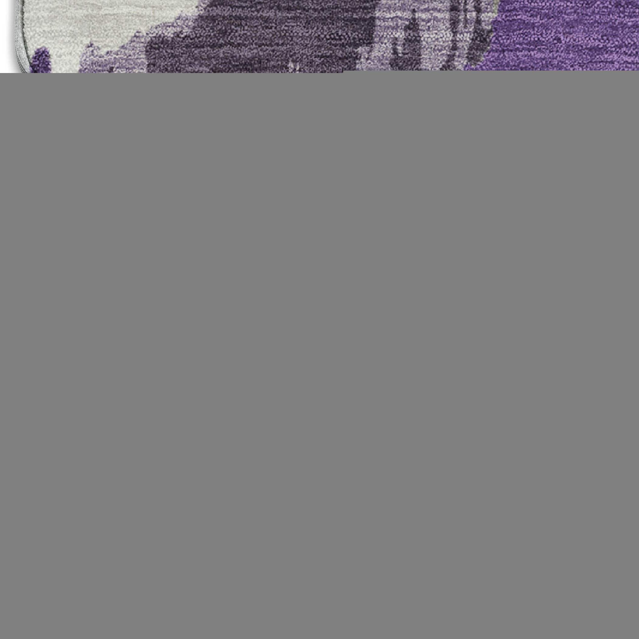 9' X 12' Purple Ivory And Gray Abstract Washable Area Rug With UV Protection - HomeRoots - Flyclothing LLC