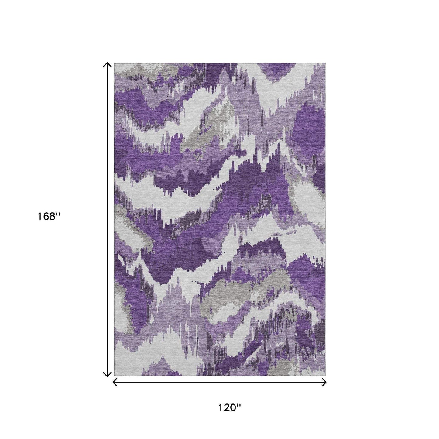 10' X 14' Purple Ivory And Gray Abstract Washable Area Rug With UV Protection - HomeRoots - Flyclothing LLC