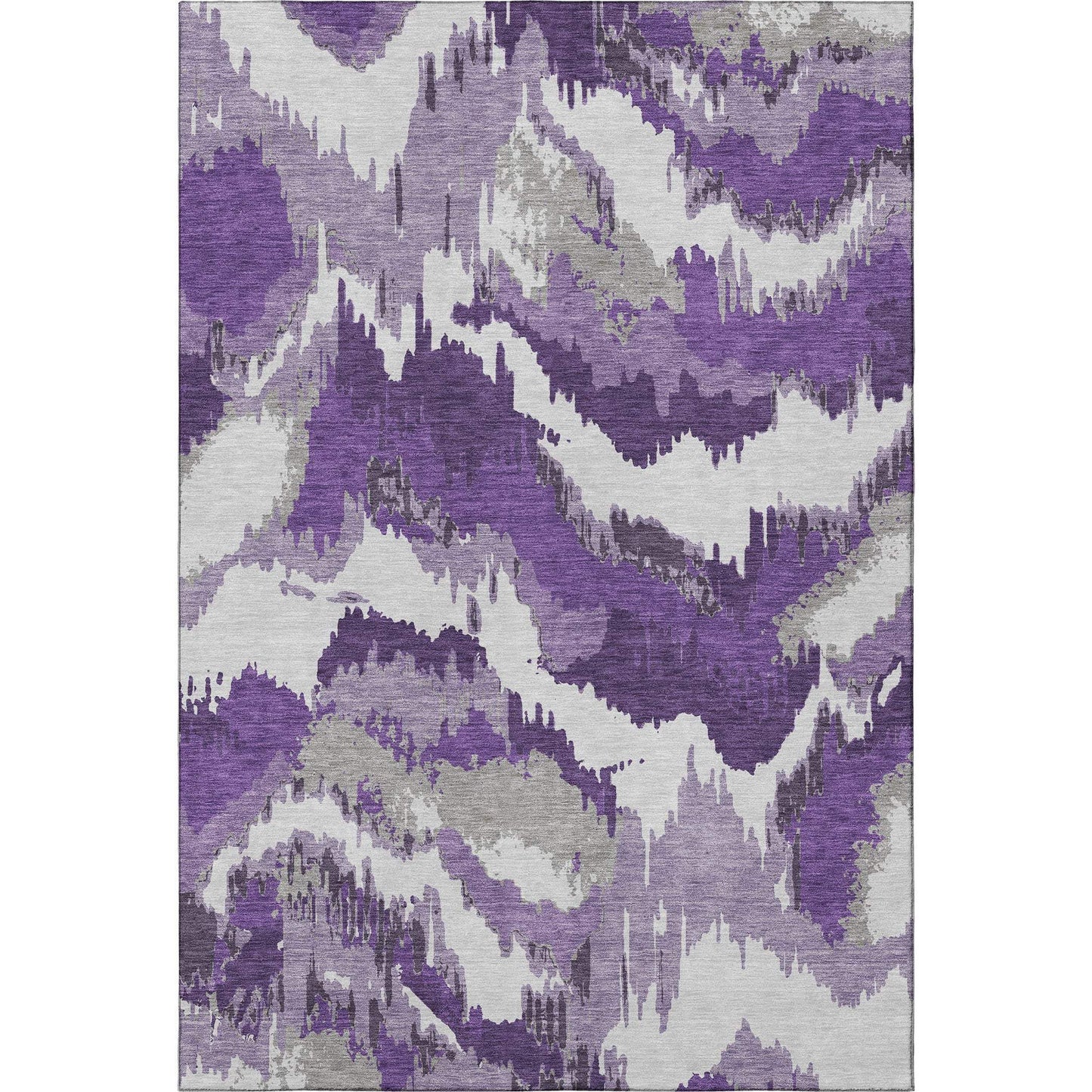 10' X 14' Purple Ivory And Gray Abstract Washable Area Rug With UV Protection - HomeRoots - Flyclothing LLC