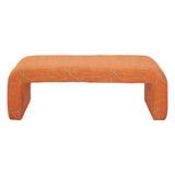 50" Orange Fabric Abstract Curvy Upholstered Bench - HomeRoots - Flyclothing LLC