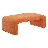 50" Orange Fabric Abstract Curvy Upholstered Bench - HomeRoots - Flyclothing LLC