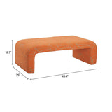 50" Orange Fabric Abstract Curvy Upholstered Bench - HomeRoots - Flyclothing LLC