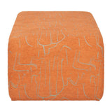 50" Orange Fabric Abstract Curvy Upholstered Bench - HomeRoots - Flyclothing LLC
