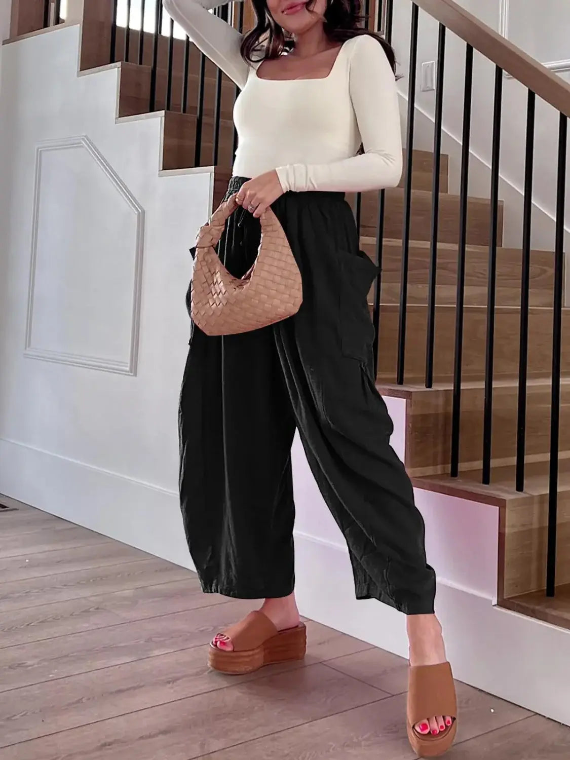 Full Size Drawstring Pants with Pockets Plus Size - Trendsi - Flyclothing LLC