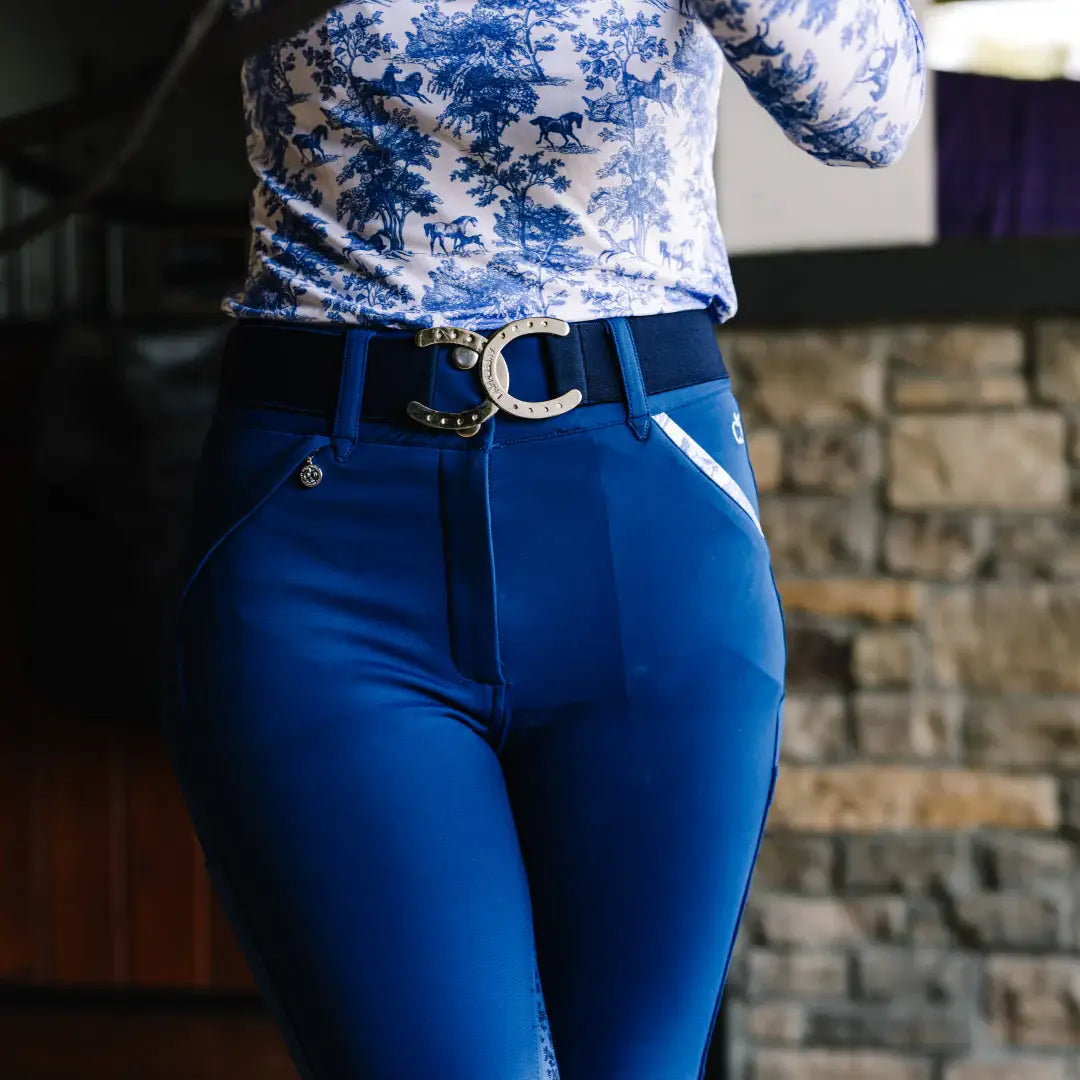 Dapplebay Horse Shoe Elastic Belt-Navy - Breeches.com - Flyclothing LLC