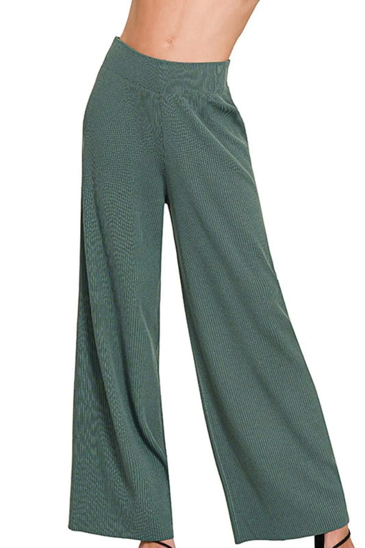 Zenana Viscose Ribbed Sweater Pants - Trendsi - Flyclothing LLC