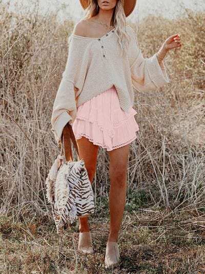 Lovelet Lace Detail Layered Skirt - Trendsi - Flyclothing LLC