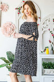 Heimish Full Size Short Sleeve Off Shoulder Animal Mini Dress Plus Size - Trendsi - Flyclothing LLC