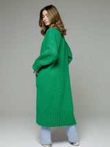 Pocketed Open Front Dropped Shoulder Cardigan - Trendsi - Flyclothing LLC