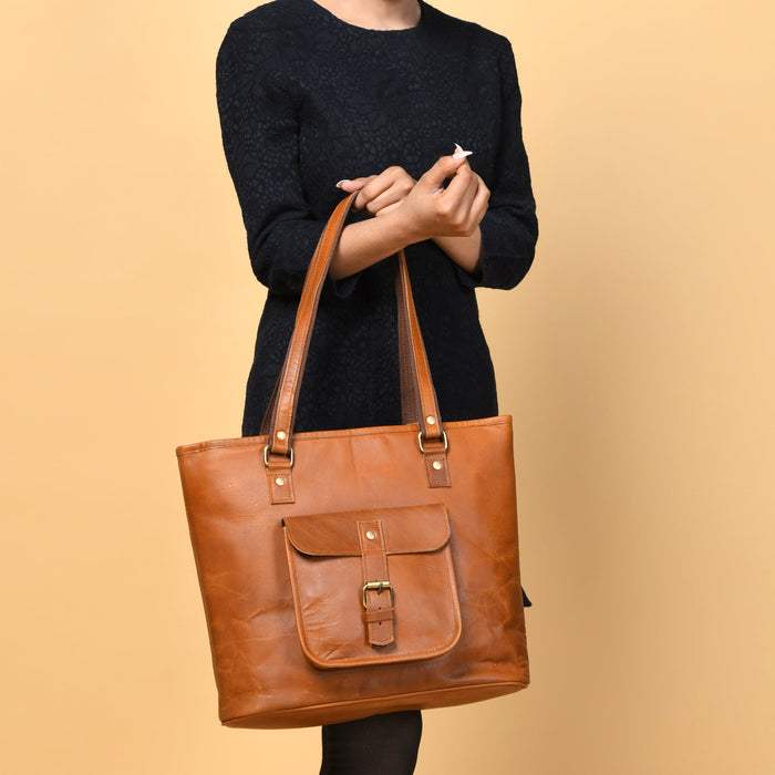 Classic Chic Genuine Leather Tote - Classy Leather Bags - Flyclothing LLC