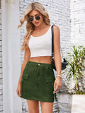 Pocketed Buttoned Denim Skirt - Trendsi - Flyclothing LLC