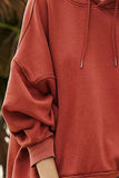 Drawstring Dropped Shoulder Long Sleeve Hoodie - Trendsi