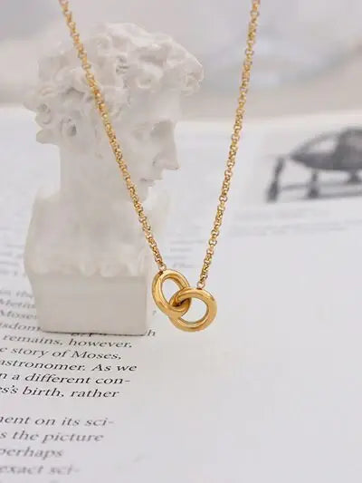 18K Gold-Plated Titanium Steel Hoop Pendant Necklace - Trendsi - Flyclothing LLC