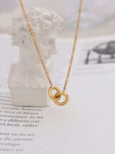 18K Gold-Plated Titanium Steel Hoop Pendant Necklace - Trendsi