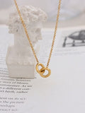 18K Gold-Plated Titanium Steel Hoop Pendant Necklace - Trendsi