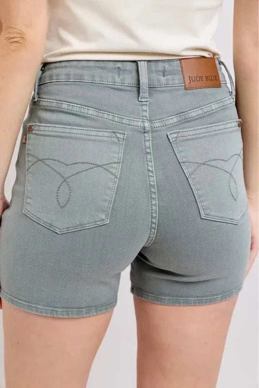 Judy Blue Full Size Hw Garment Dyed & Back Pkt Embroidery Shorts Plus Size - Trendsi - Flyclothing LLC