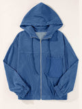Drawstring Zip Up Long Sleeve Hooded Jacket - Trendsi - Flyclothing LLC