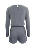 Long Sleeve Drawstring Romper - Trendsi - Flyclothing LLC