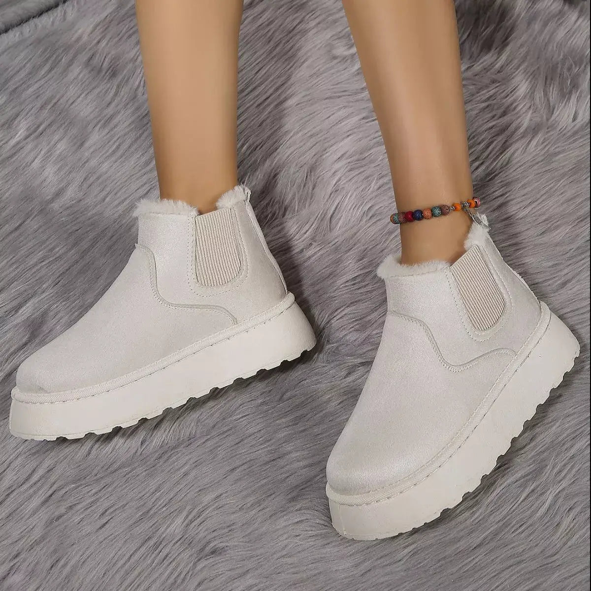 Round Toe Platform Ankle Boots - Trendsi - Flyclothing LLC