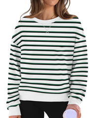 Lovelet Striped Round Neck Long Sleeve Sweatshirt - Trendsi