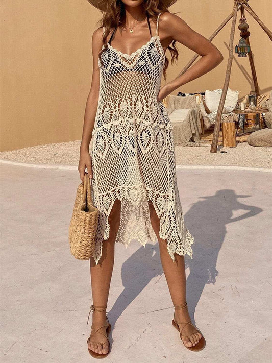 Openwork Scoop Neck Spaghetti Strap Cover-Up Dress - Trendsi - Flyclothing LLC
