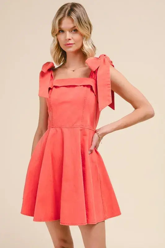 SO ME Fit and Flare Washed Gameday Dress - Trendsi - Flyclothing LLC