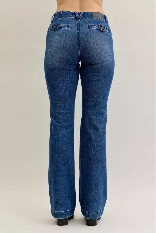 Judy Blue Full Size Mid Rise Bootcut Jeans with Welt Pockets Plus Size - Trendsi - Flyclothing LLC