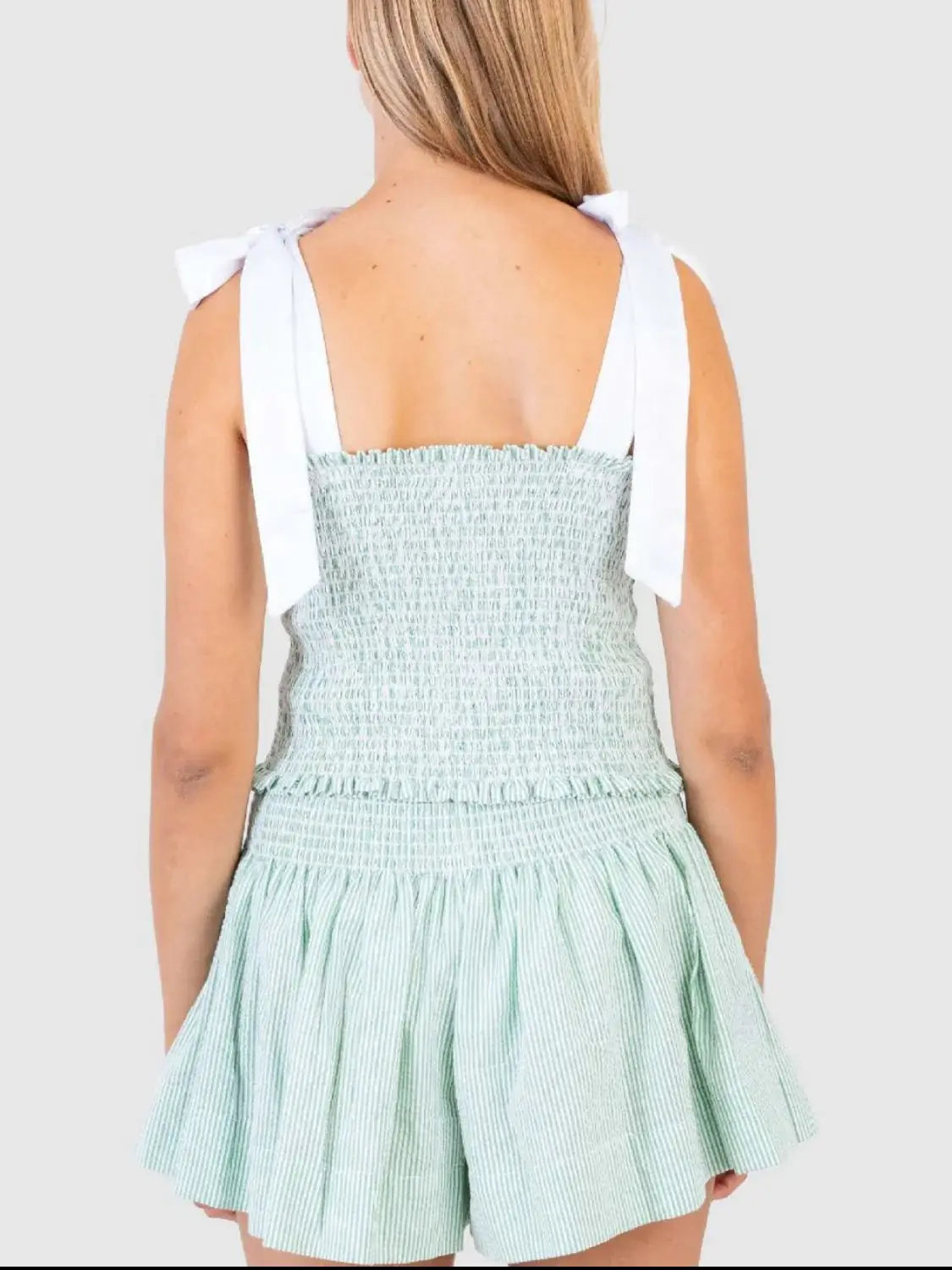 Smocked Tie Shoulder Cami and Shorts Set - Trendsi - Flyclothing LLC